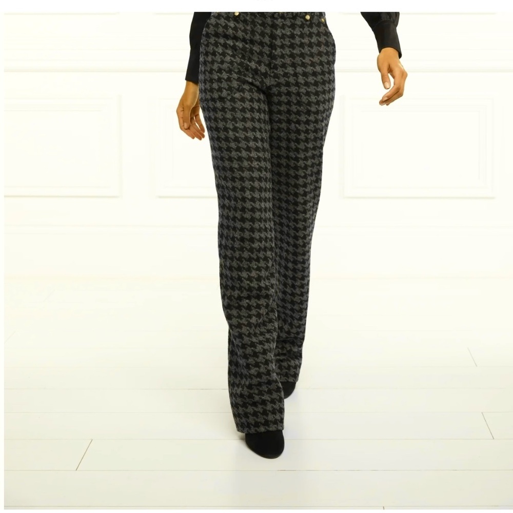 NWT Brax Women’s Trousers Shakira Velvet Houndstooth Army green Academia 34/32